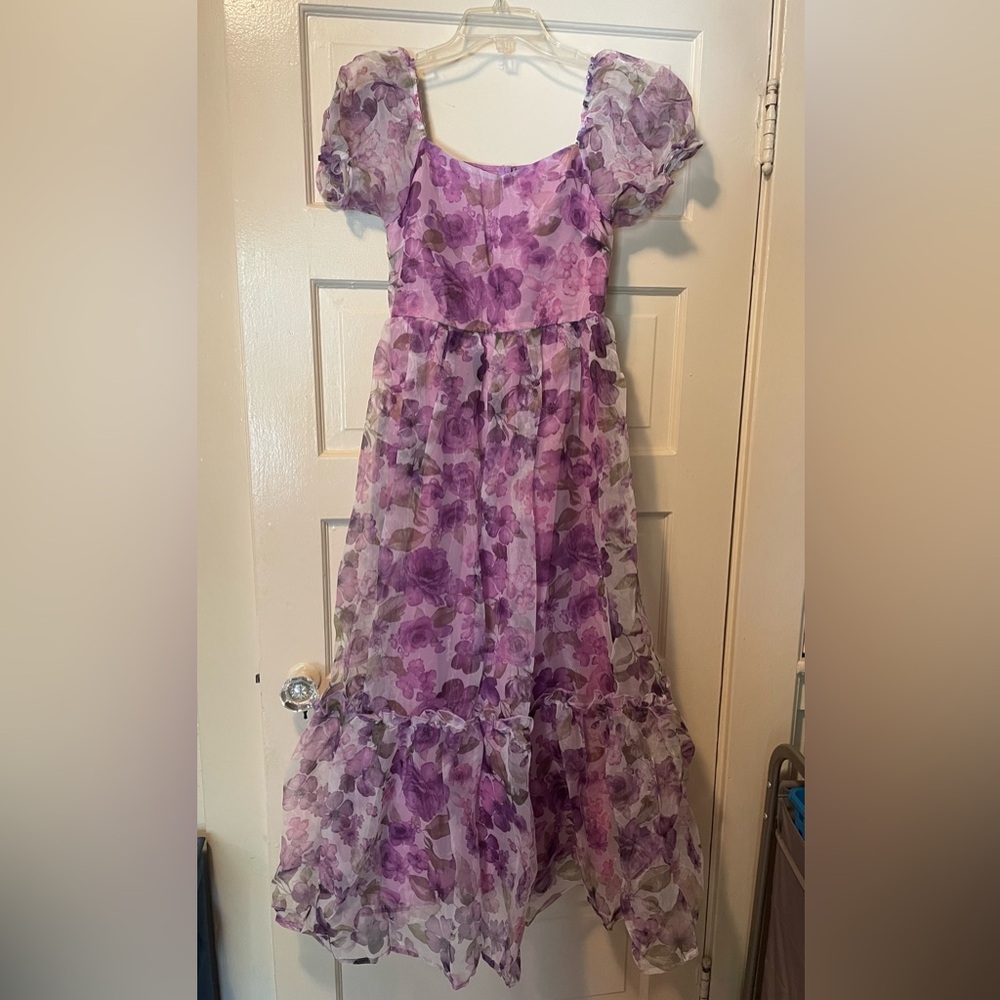 SHEIN Purple Floral Teen Dress
